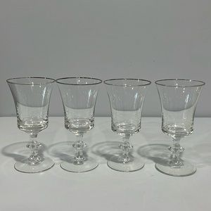 Gorham Crystal First Lady crystal water glasses set of 4 silver rim